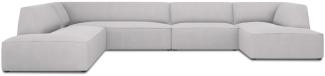 Micadoni 7-Sitzer Panorama Ecke links Sofa Ruby | Bezug Light Grey | Beinfarbe Black Plastic