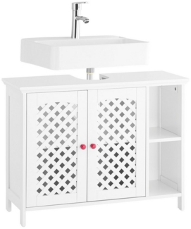 SoBuy Waschbeckenunterschrank BZR210, Badezimmerschrank mit 2 Türen, Waschtischunterschrank Badmöbel Badschrank Unterschrank lang, offene Fächer, höhenverstellbare Ablagen