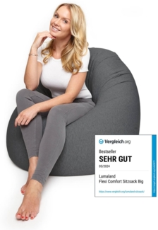 Lumaland 'Flexi Comfort' Sitzsack, Medium, 142 x 84 cm, Dunkelgrau