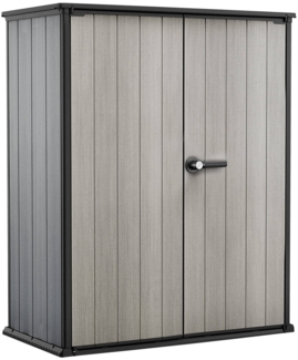 Dmora Gartenschrank Digby, Gartenmöbel, Mehrzweck-Gartenschrank, Container für Balkon oder Garage, 140x74 h170 cm, Grau