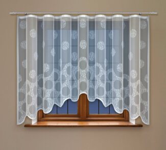 HAFT Gardine KREISE, halbtransparent, Jacquard-Stoff, Kräuselband, Store