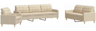 vidaXL 3-tlg. Sofagarnitur Creme Stoff 3278289