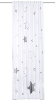 Clever-Kauf-24 Gardine Schlaufenschal »Stars« mit Sternenmotiv, 120x245 cm, grau (1 St), blickdicht, halbtransparenter Schlaufenschal