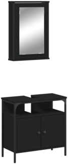 vidaXL 2-tlg. Badmöbel-Set Schwarz Holzwerkstoff 3214775