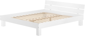Weißes Doppelbett Massivholz Buche 180x200 Zubehör wählbar V-60.86-18WFederleisten