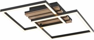 JUST LIGHT LED-Deckenleuchte 14053-79, 15W, 3000K, 2200lm, warmweiß, IP20, Holz/schwarz