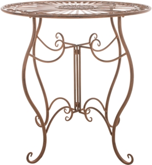 CLP Eisentisch Indra | nostalgischer Gartentisch mit geschwungenen Beinen,antik braun