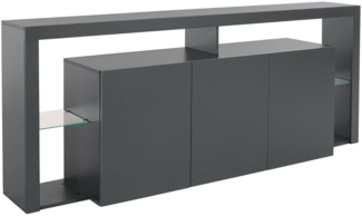 Dmora Kommode Andale, 3-türiges Wohnzimmer-Buffet, Wohnzimmer-Kommode, modernes Kommode, 100 % Made in Italy, 200 x 40 x 80 cm, Anthrazit