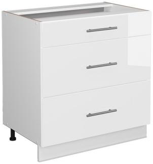 Vicco Midischrank Fame-Line Weiß HG/Weiß 80x81.6cm mit 3 Schubladen ohne AP