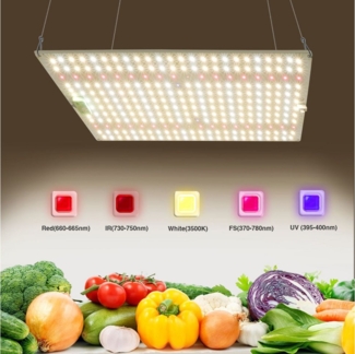MUPOO Pflanzenlampe LED-Wachstumslicht Vollspektrum Grow Lampe Quantum Cannabis Lampe, 85W, 30X30cm, LED fest integriert, Warmweiß, Weiß, Rot, Infrarot, UV