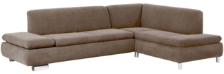 Ecksofa mit Ottomane rechts Kaye Bezug Veloursstoff Metallfuß verchromt / sahara 23104