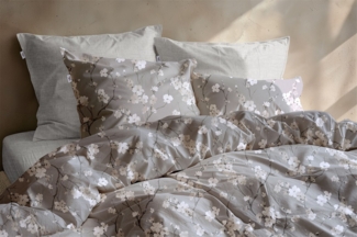 Zo! Home Flanell Bettwäsche 135x200 Aria Grey Äste Blüten grau beige