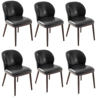 GarveeMore Esszimmerstuhl Küchenstühle Polsterstuhl (6 St), 2er/4er/6er Set moderne Esszimmerstühle aus PU-Leder mit Holzbeine