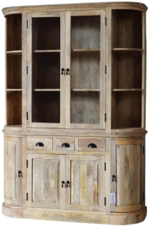 baario Buffet Schrank GUILLON halbrund braun Massivholz Vitrine Landhaus Antik Vintage