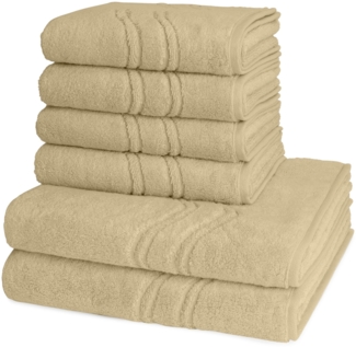 Ross Cashmere feeling 6 tlg. Frottier-Set - 4 X Handtuch (50 X 100cm), 2 X Duschtuch (75 X 140cm) - 520 g/m2 - Cappuccino