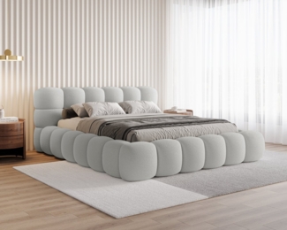 Chilly Möbel Polsterbett Stone Grau Bouclé Stoff 200x200 cm mit Stauraum Quelle 83