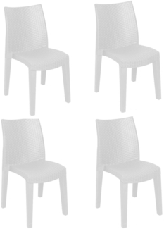 Dmora Gartenstuhl Ares, Gartensitzgruppe, Stuhl für Esstisch, Outdoor-Sessel mit Rattan-Effekt, 100 % Made in Italy, 55 x 48 x 86 cm, Weiß