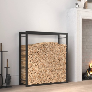 vidaXL Brennholzregal Mattschwarz 80x28x86 cm Stahl 350307
