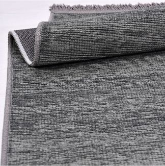 Azade Teppich mit Latexrücken 100 x 380 x 0.7 cm Polyester Grau 88782652 [en. casa]