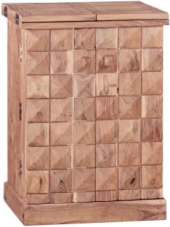 Kadima Design "Saar" Massivholz Hausbar Ausklappbare Weinbar, Barschrank mit Türen. Beige, 65x50x91 cm