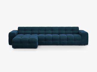 Micadoni Ecksofa Kendal 5-Sitzer Links Samt Magic Velvet Marineblau