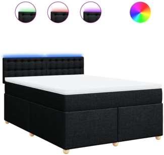 vidaXL Boxspringbett mit Matratze Schwarz 140x190 cm Stoff 3288991