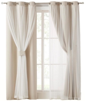 Kaket Verdunkelungsvorhang Verdunkelungsvorhänge mit Doppelschicht, Verdunkelnde Voile-Gardinen