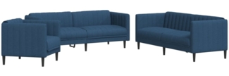 vidaXL 3-tlg. Sofagarnitur Blau Stoff 3209235