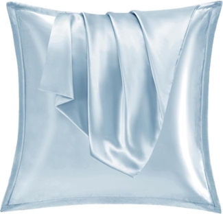 Satin Kissenbezug 80x80 2er Set Seidenkissenbezug Silk Pillowcase Light Blau