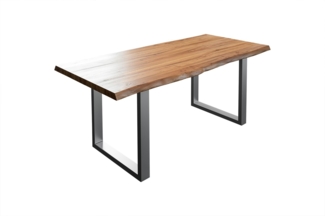 Esstisch Baumkante massiv Akazie natur 120 x 80 silber LIAM 70104290