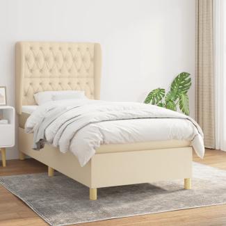 Boxspringbett mit Matratze Stoff Creme 90x190 cm