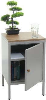 Nachttisch HWC-L84, Nachtschrank Kommode Beistelltisch Schrank, Metall 63x40x40cm, Melaminbeschichtet ~ grau