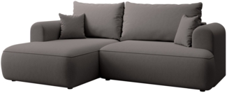 Selsey ''Ovo Mini' Eckschlafsofa linksseitig mit Stauraum, Easy-Clean-Samtbezug, dunkelgrau, 93 x 238 x 156 cm