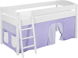 Lilokids 'Ida 4105' Spielbett 90x200 cm, Lila Beige, Kiefer massiv, mit Vorhang