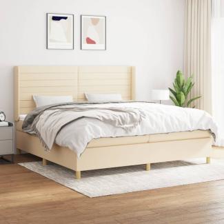 vidaXL Boxspringbett mit Matratze Stoff Creme 200 x 200 cm