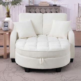 STILVORA Schlafsofa mit Aufbewahrungs-Hocker,Modulares Sofa Relaxsofa aus Chenille