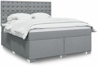 vidaXL Boxspringbett mit Matratze Hellgrau 180x200 cm Stoff 3292881
