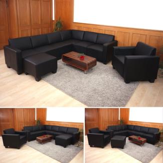 Modular Sofa-System Couch-Garnitur Lyon 6-2, Kunstleder ~ schwarz