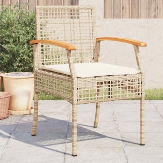 vidaXL Gartenstühle mit Kissen 4 Stk. Beige Poly Rattan Akazienholz 366253