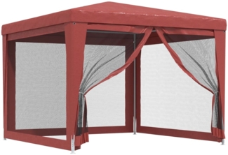 vidaXL Partyzelt mit 4 Mesh-Seitenwänden Rot 3x3 m HDPE 319230