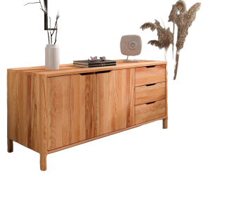 Kommode Swig aus Kernbuche massiv geölt 140x50 cm mit 2 Türen und 3 Schubladen