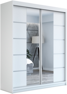 Schwebetürenschrank ERA 2-türig Schrank 160 cm (mit Spiegel) Farbe: Weiß