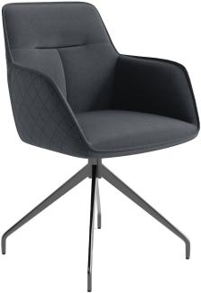 byLIVING Esszimmerstuhl 2er Set MEMPHIS / Vintage-Kunstleder anthrazit / mit Keder / Gestell Metall schwarz / Sitzschale 360° drehbar / Esszimmerstuhl / B 50, H 88, T 62 cm