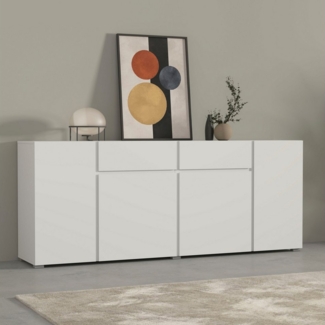 INOSIGN Sideboard Asymetric, Breite 195 cm, grifflose Kommode 4 Türen/2 Schubkästen, Schubladenschrank mit viel Stauraum, Einlegeböden verstellbar