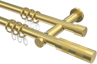 Gardinenstangen-Set Platon Mavell 400 cm (geteilt in 2 x 200 cm), 2-läufig, 20 mm Ø Messing-Optik