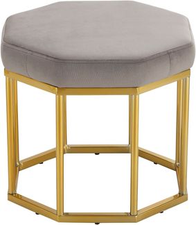 Sitzhocker >Yada< Grau, 38x42x42 cm, Samt, goldene Metallbeine, montiert