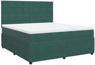 vidaXL Boxspringbett mit Matratze Dunkelgrün 180x200 cm Samt 3292409