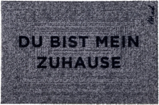 Mad about Mats Fußmatte Bruno, Rechteckig, Türvorleger Schmutzfangmatte Outdoor, mit Spruch "Du bist mein Zuhause", grau meliert, wetterfest, robust, rutschfest, waschbar, Außen und Innen, 50x75 cm, 0,9 cm hoch