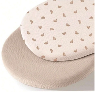 CLTYQ Spannbettlaken Baby-Spannbettlaken,2er-Pack dehnbare Stubenwagen-Bettlaken, weich für ovale Sanduhr-Wiege, Babykörbchen, rechteckige Matratze