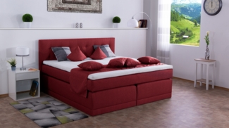 Meisterbetten Boxspringbett John 120x200 in WT-Rot, Matratzenbezug Nano, Komfortschaum-Topper